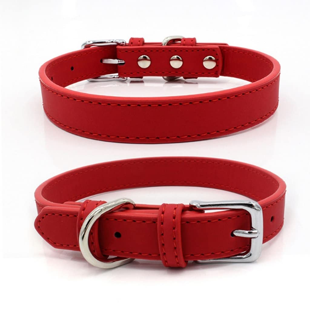 5 Colors PU Small Dogs Collars XS-M Adjustable Zinc Alloy Solid Color Puppy Collar Comfortable Durable Pets Supplies Accessories (Color : D Size : 27-33cm)