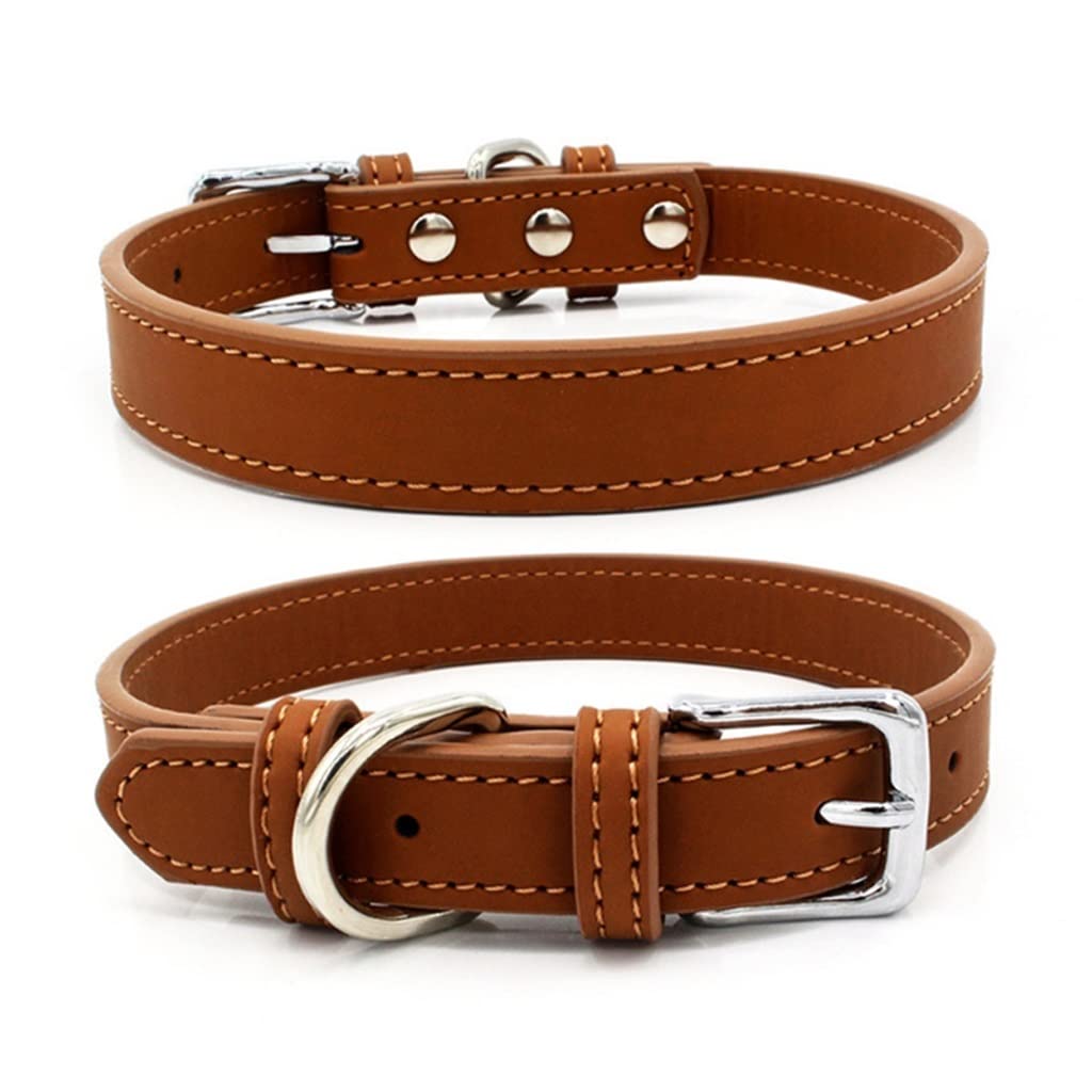 5 Colors PU Small Dogs Collars XS-M Adjustable Zinc Alloy Solid Color Puppy Collar Comfortable Durable Pets Supplies Accessories (Color : A Size : 27-33cm)