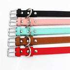 5 Colors PU Small Dogs Collars XS-M Adjustable Zinc Alloy Solid Color Puppy Collar Comfortable Durable Pets Supplies Accessories (Color : A Size : 27-33cm)
