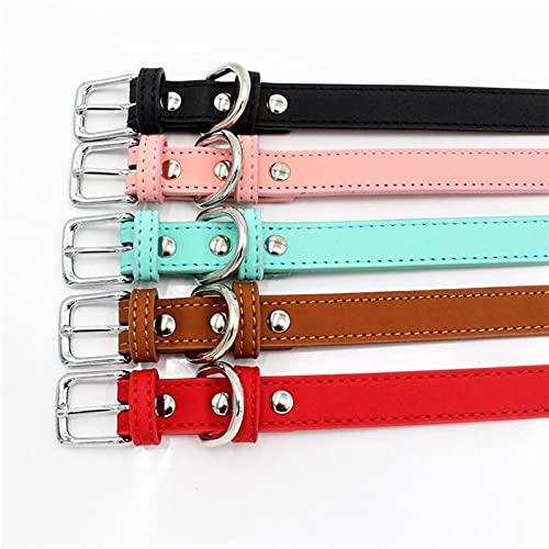 5 Colors PU Small Dogs Collars XS-M Adjustable Zinc Alloy Solid Color Puppy Collar Comfortable Durable Pets Supplies Accessories (Color : A Size : 27-33cm)