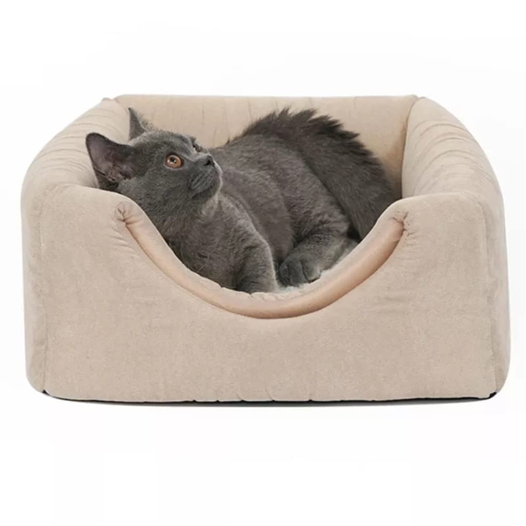 Cats Bed House Soft Plush Dog Kennel Cushion Small Dog Cats Kennel Winter Warm Sleeping Bed 2 Pet Mat Supplies (A 40X40X35CM)