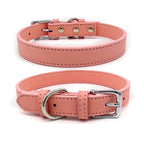 5 Colors PU Small Dogs Collars XS-M Adjustable Zinc Alloy Solid Color Puppy Collar Comfortable Durable Pets Supplies Accessories (Color : A Size : 27-33cm)