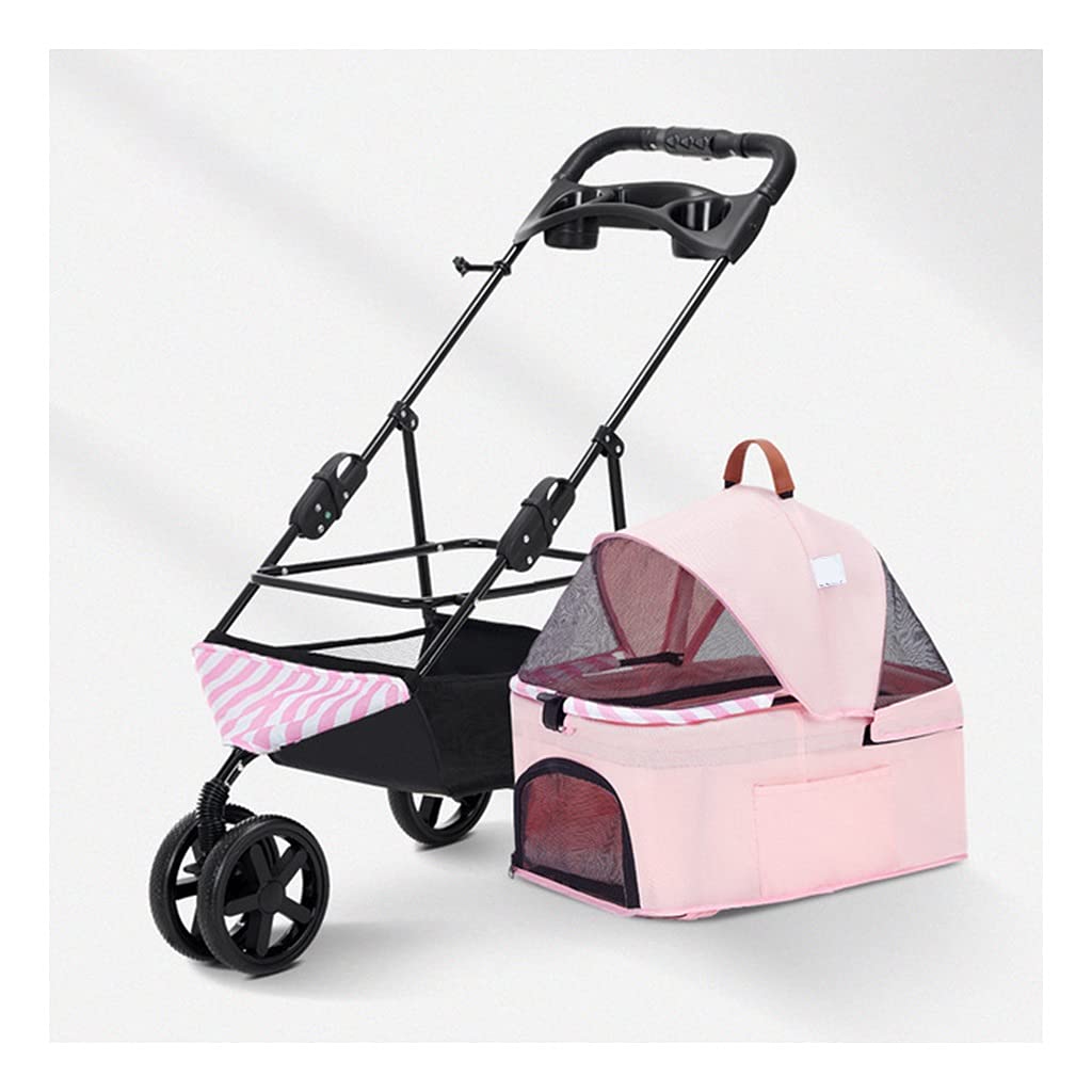 3 Wheel Pet Stroller Foldable for Small Medium Dogs and Cats, Pet Supplies Travel Beach Pet Buggy Dog Bicycle Trailer with Large Storage Basket, Capacity 25Kg (Color : Sky Blue)