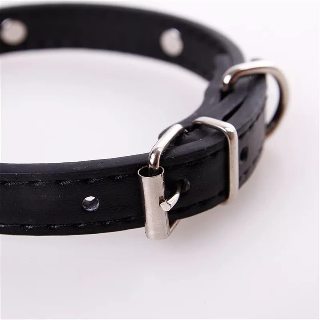 Bone Leather Durable Pet Dog Collar Pet Supplies Accessories Neck Strap Collar for Dog Puppy Pug Collars for Small (Black L)