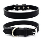 5 Colors PU Small Dogs Collars XS-M Adjustable Zinc Alloy Solid Color Puppy Collar Comfortable Durable Pets Supplies Accessories (Color : Black Size : 27-33cm)