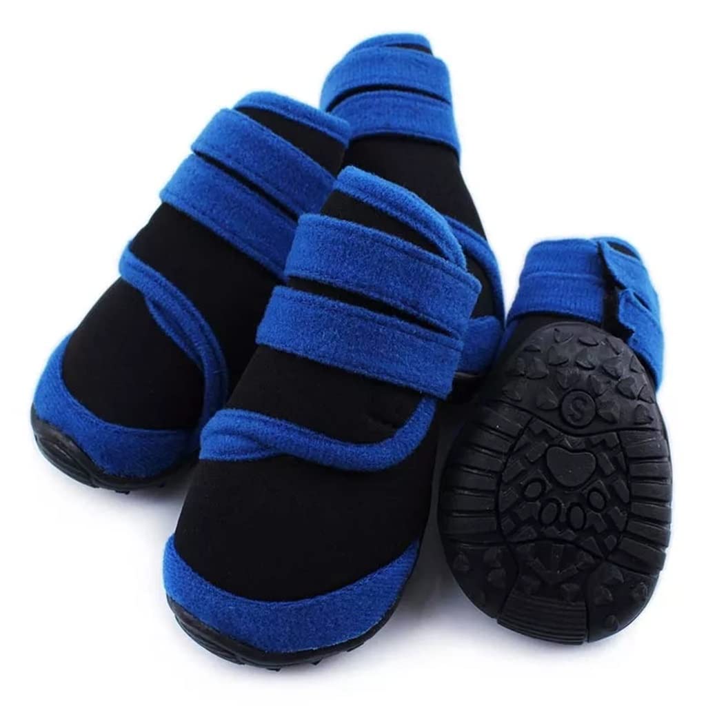 4pcs/Set Dog Boots Waterproof Shoes for Dogs with Rugged Anti-Slip Sole for Small Medium Large Dog Outdoor Pet Supplies (Blue M code)