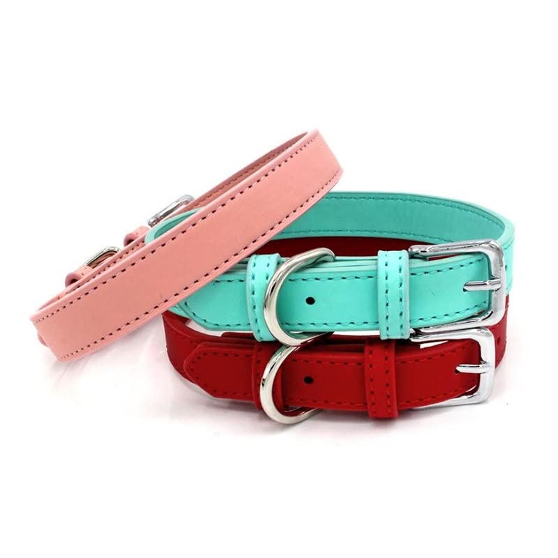 5 Colors PU Small Dogs Collars XS-M Adjustable Zinc Alloy Solid Color Puppy Collar Comfortable Durable Pets Supplies Accessories (Color : D Size : 20-26cm)