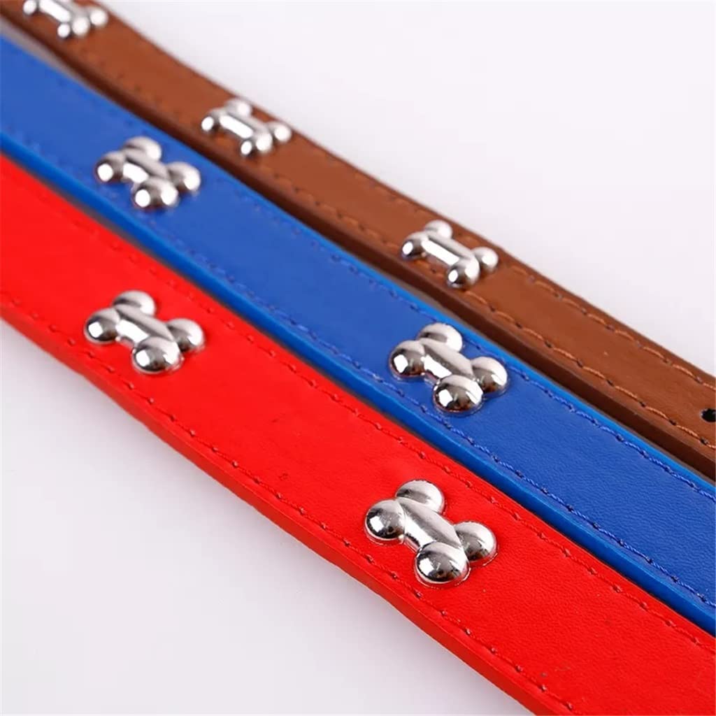Bone Leather Durable Pet Dog Collar Pet Supplies Accessories Neck Strap Collar for Dog Puppy Pug Collars for Small (Black L)