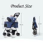 3 Wheel Pet Stroller Foldable for Small Medium Dogs and Cats, Pet Supplies Travel Beach Pet Buggy Dog Bicycle Trailer with Large Storage Basket, Capacity 25Kg (Color : Sky Blue)