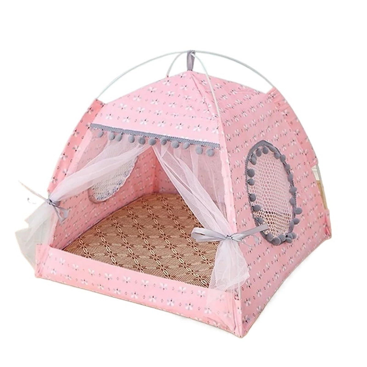 Breathable Foldable Indoor Pet Teepee Tent Kennel for Cats and Dogs - Universal Puppy Bed House Supplies(Gray)