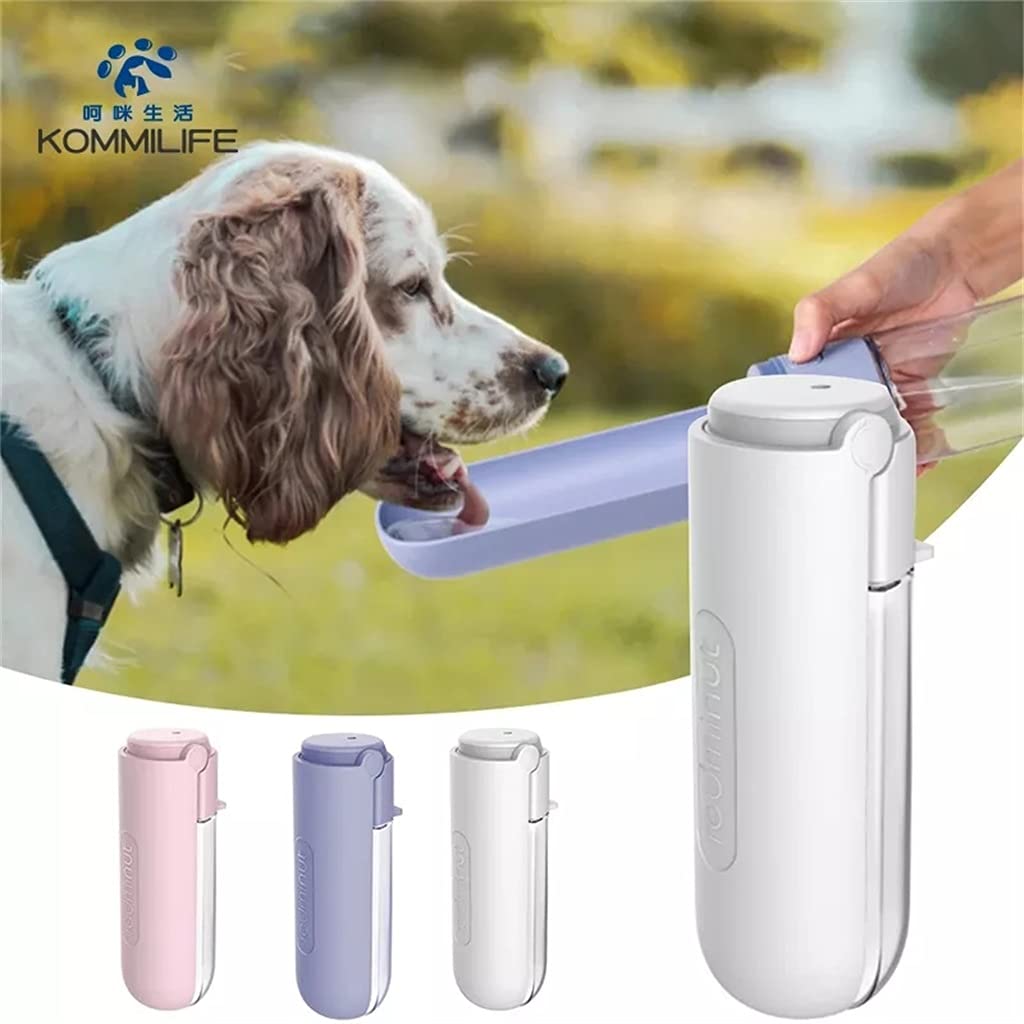 420ml Foldable Dog Water Bottle Leakproof Pet Drinking Bottle for Dogs Outdoor Portable Dog Waterer Dog Supplies (White One size)