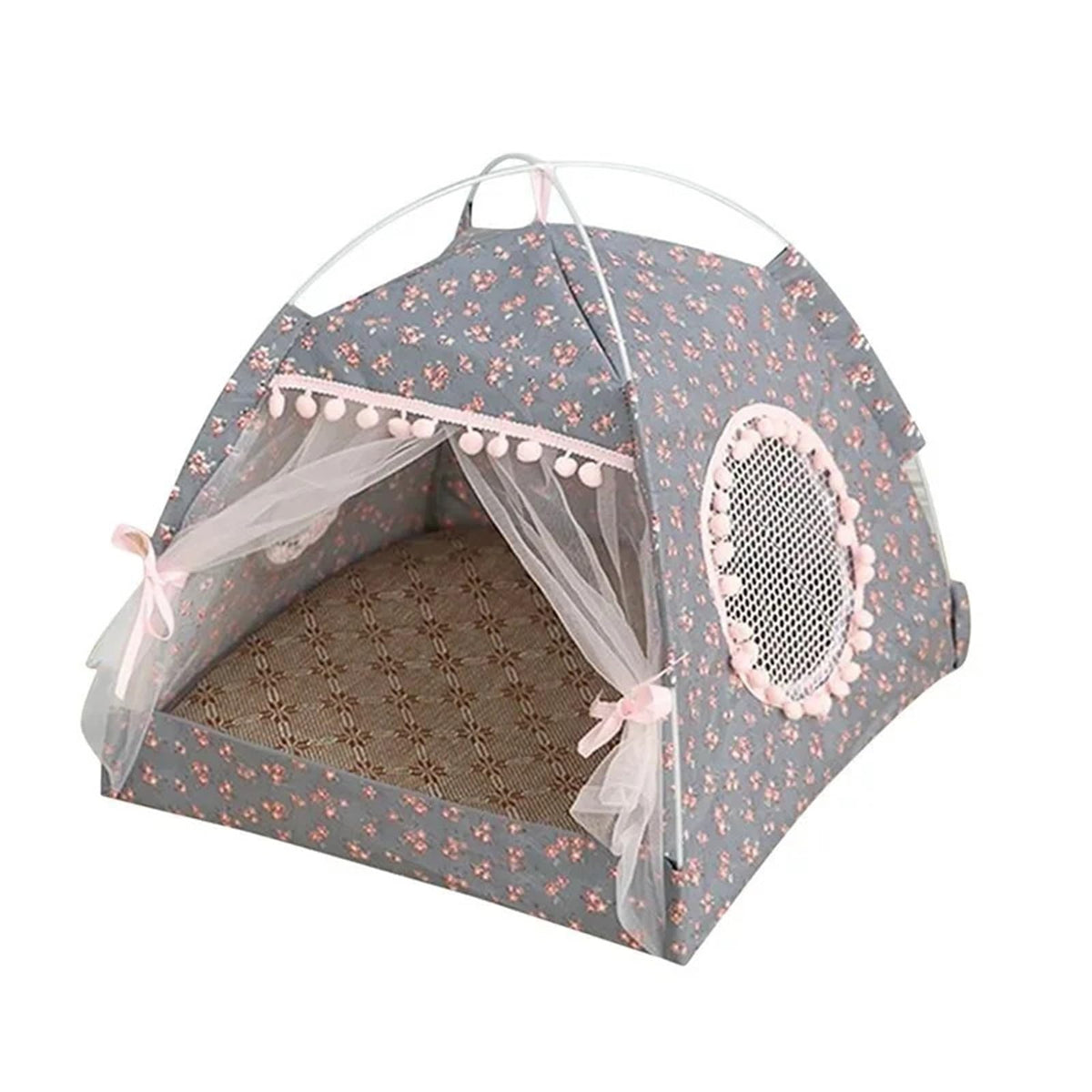 Breathable Foldable Indoor Pet Teepee Tent Kennel for Cats and Dogs - Universal Puppy Bed House Supplies(Gray)