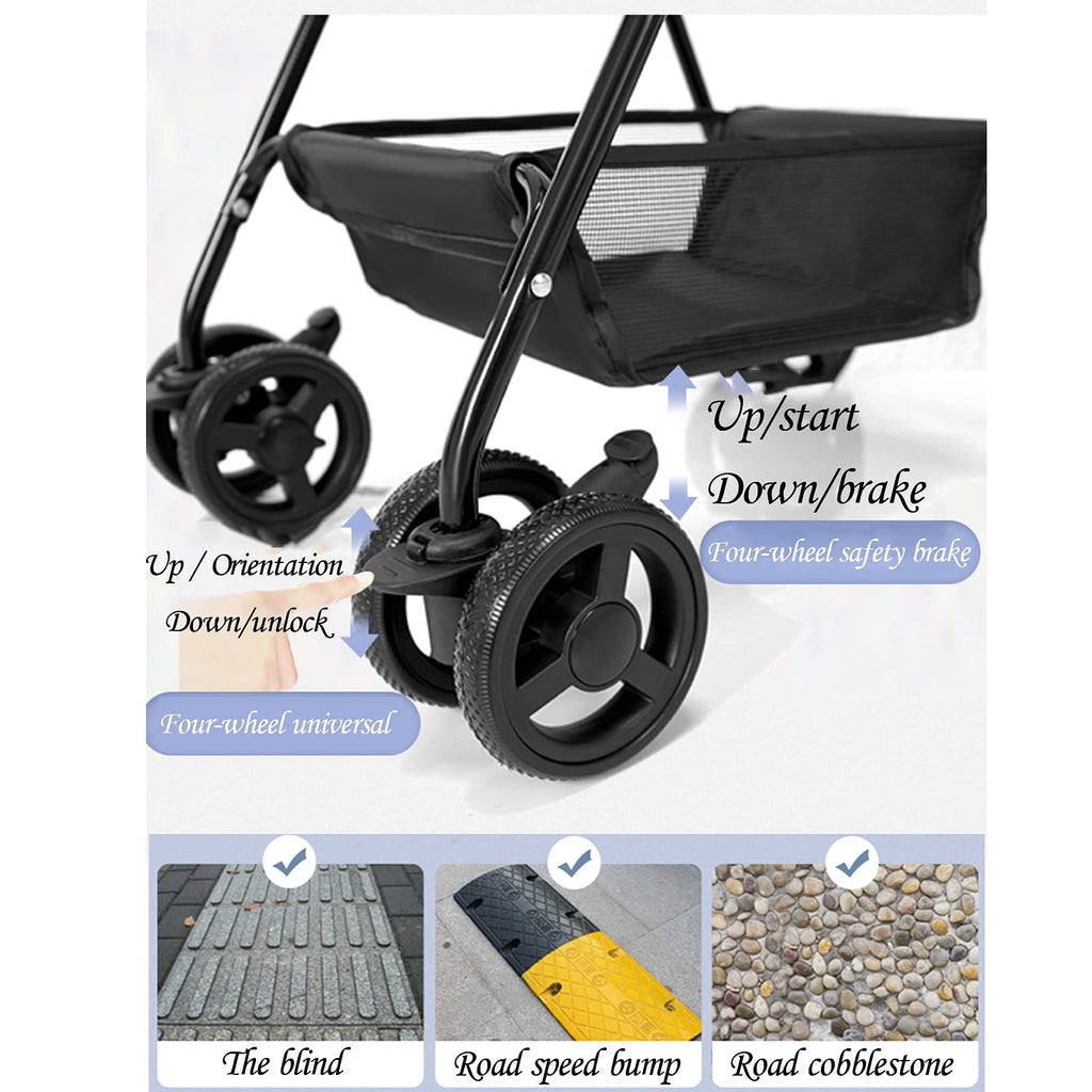 3 Wheel Pet Stroller Foldable for Small Medium Dogs and Cats, Pet Supplies Travel Beach Pet Buggy Dog Bicycle Trailer with Large Storage Basket, Capacity 25Kg (Color : Sky Blue)