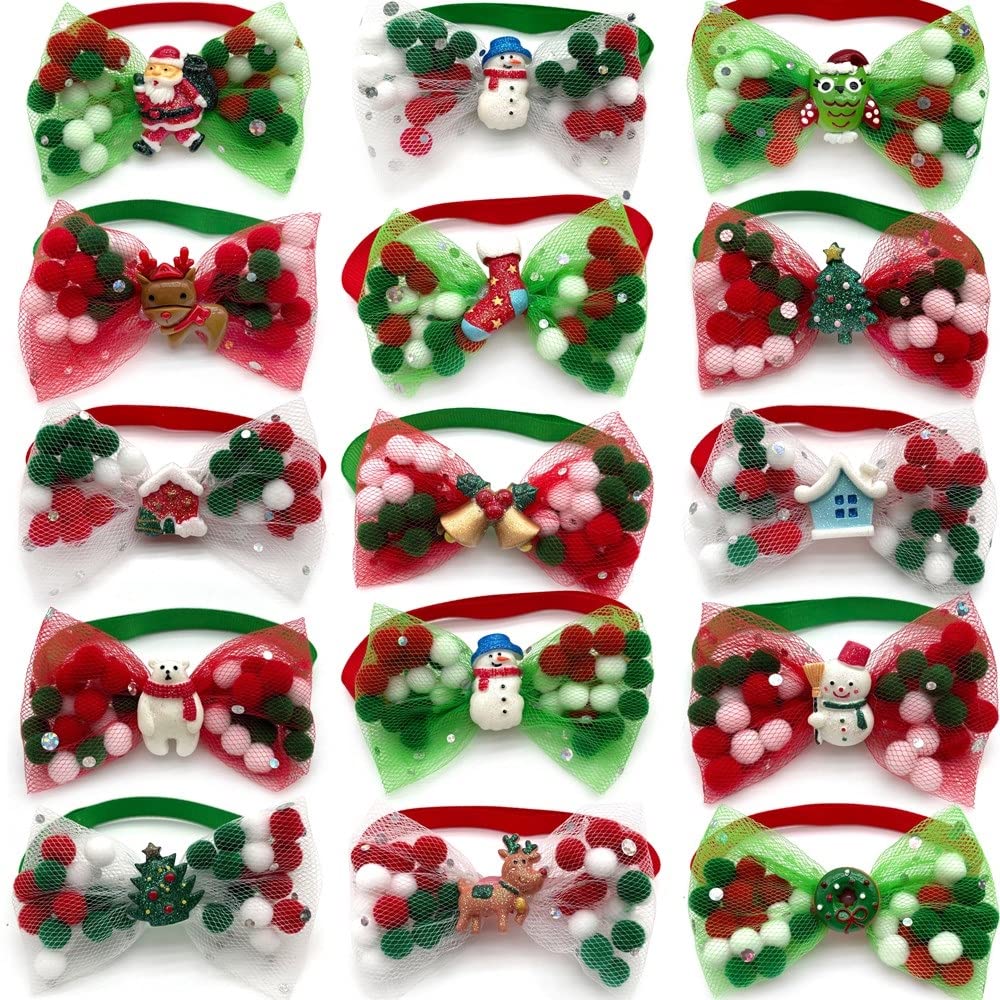 50/100pcs Small Dog Christmas Product Necktie Pet Cat Bowtie Collar for Grooming Supplies Accessories for Dogs